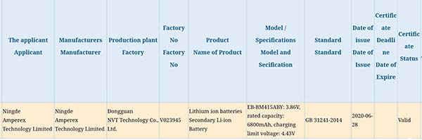 疑似 Samsung 巨量手机电池曝光　电量比 Galaxy S20 Ultra 还要大