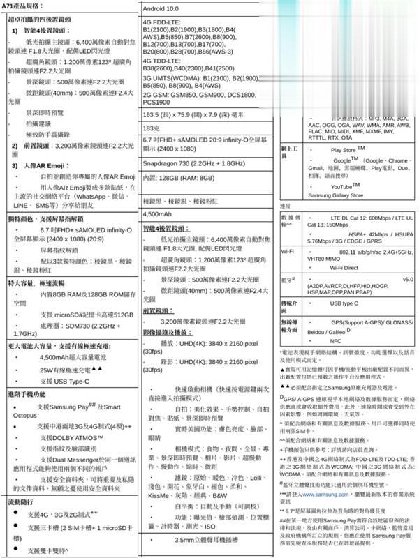 三星 Galaxy A71 A51 发售，4 后置镜头 128GB 容量(2)