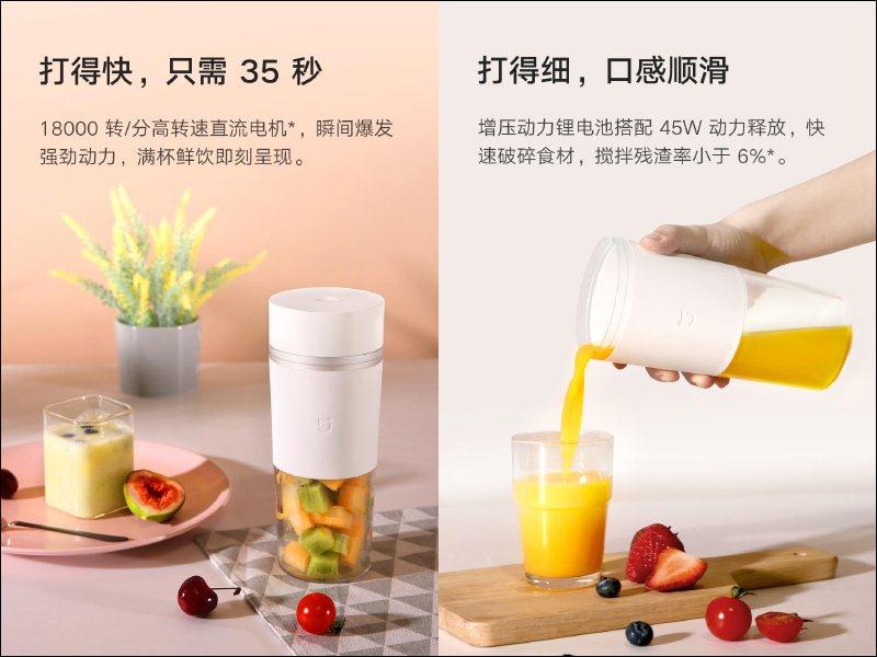 小米「米家随行便携榨汁杯」众筹推出：35 秒快速鲜榨免插电、Type-C 充电超方便(1)