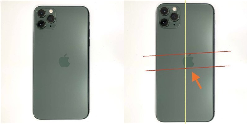 iPhone11Pro机身背后的苹果Logo偏向了右侧而且略为倾斜