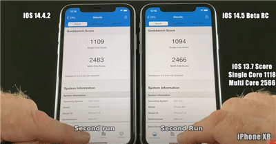 最新iOS14.5vsiOS14.4.2抢先速度测试，iPhoneSE/6S/7/8升级后顺(4)