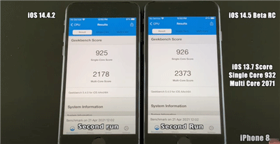 最新iOS14.5vsiOS14.4.2抢先速度测试，iPhoneSE/6S/7/8升级后顺(3)
