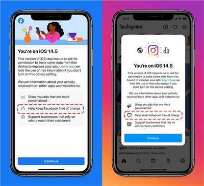 Facebook 向 iOS 用户发出通知，为确保免费服务继续下去请同意被追蹤