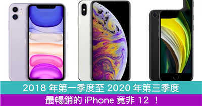 2018年第一季度至2020年第三季度最畅销的iPhone竟非12