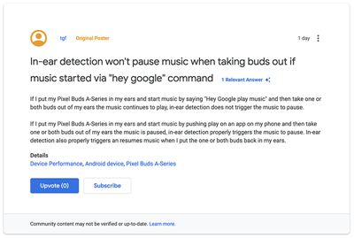 Google Pixel Buds A Series 被回报奇妙耳内侦测 Bug