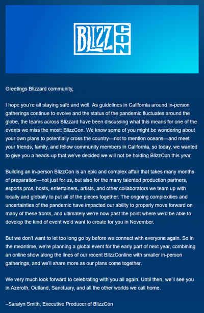 暴雪年度玩家大会BlizzCon 已被取消(1)
