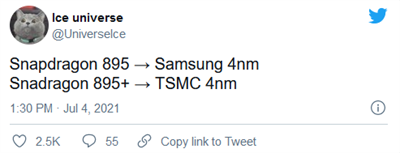 高通 Snapdragon 895 Plus 可能改採台积电 4奈米工艺-Qualcomm,Snapdragon,Sna(1)
