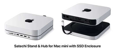 Satechi为苹果Mac mini推出USB-C支架和集线器整合SSD外壳