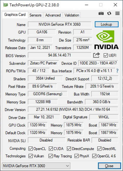 ZOTAC GAMING GeForce RTX 3060 AMP White Edition显卡测试/光追游戏起手式(18)