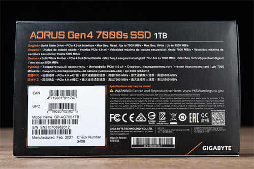 GIGABYTE AORUS Gen4 7000s SSD 1TB开箱测试(2)