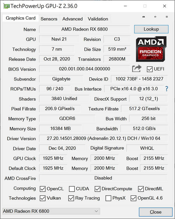 GIGABYTE Radeon RX 6800 GAMING OC 16G显示卡开箱/主流2K力压同级竞品(20)