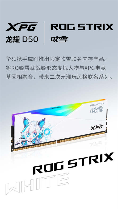 无法抵抗的二次元：ADATA XPG、ASUS ROG联名发布Spectrix D50吹雪版记忆体(1)