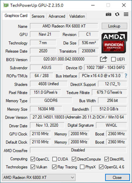 ASUS ROG STRIX LC RX 6800 XT O16G GAMING开箱测试/一张完整满足灯效、散热(44)