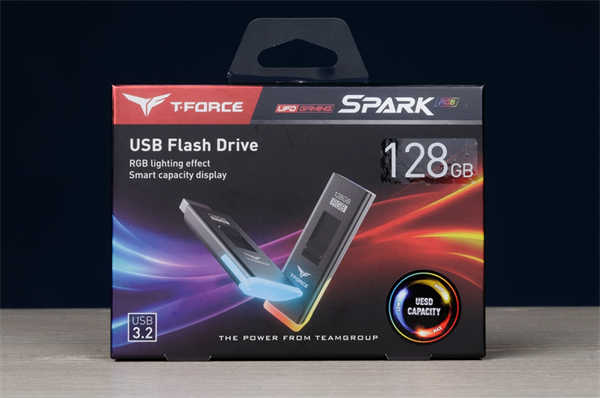 十铨 T-FORCE SPARK USB3.2 Gen1 128GB RGB随身碟/创新剩余容量灯效即时显示设计(1)