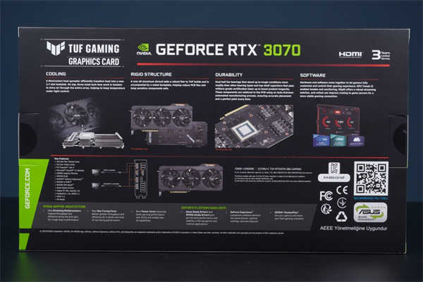 ASUS TUF GAMING RTX 3070 O8G显示卡开箱测试/温控表现亮眼(2)