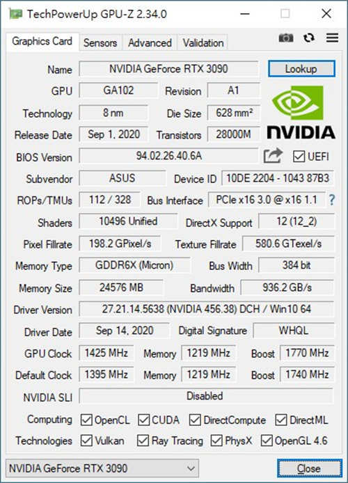 ASUS TUF Gaming RTX 3090卡皇测试/24GB记忆体创作、8K游戏先决(24)