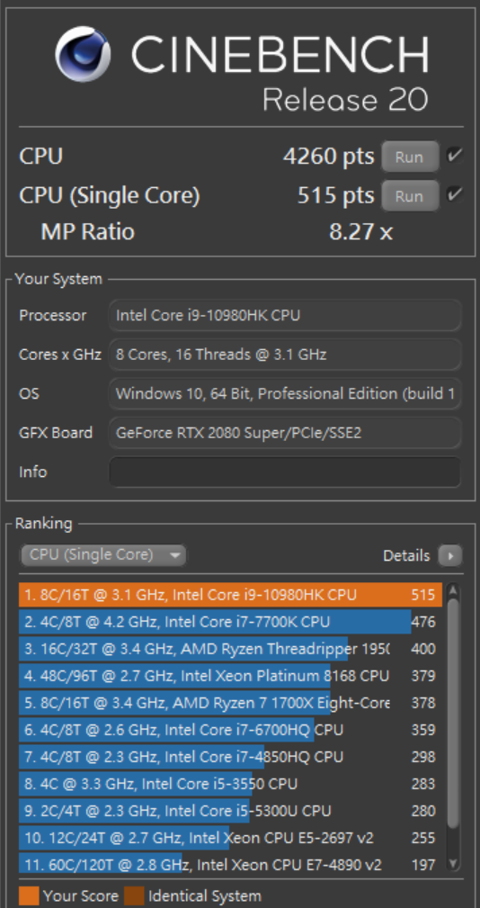 GIGABYTE AORUS 17X YB专业电竞笔电开箱测试/i9-10980HK、RTX 2080 SUPER、双330W变压器供电(45)