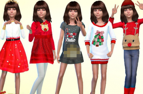 模拟人生4小女孩可爱圣诞服装MOD