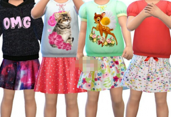 模拟人生4女童彩色可爱短裙MOD