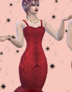 模拟人生4女性美丽红色丝绸礼服MOD