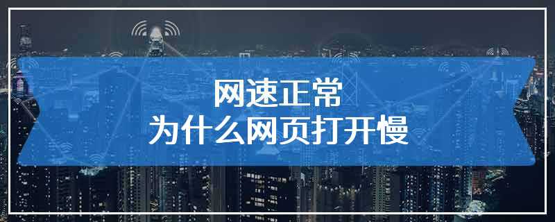 网速正常为什么网页打开慢