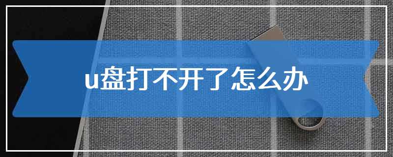 u盘打不开了怎么办