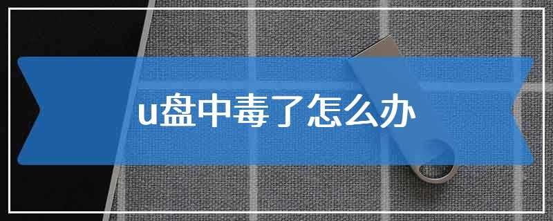 u盘中毒了怎么办