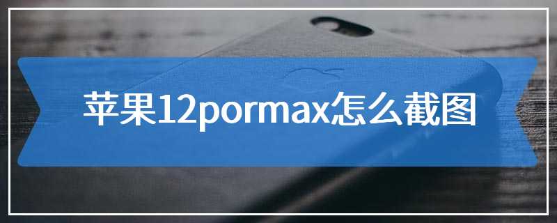 苹果12pormax怎么截图