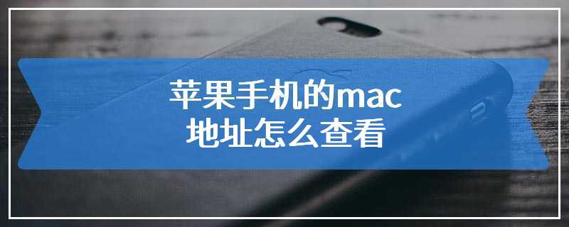 苹果手机的mac地址怎么查看