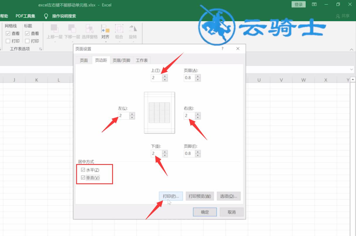 excel打印预览调整页边距(2)