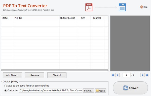 Adept PDF to Text Converter(PDF转文本工具)