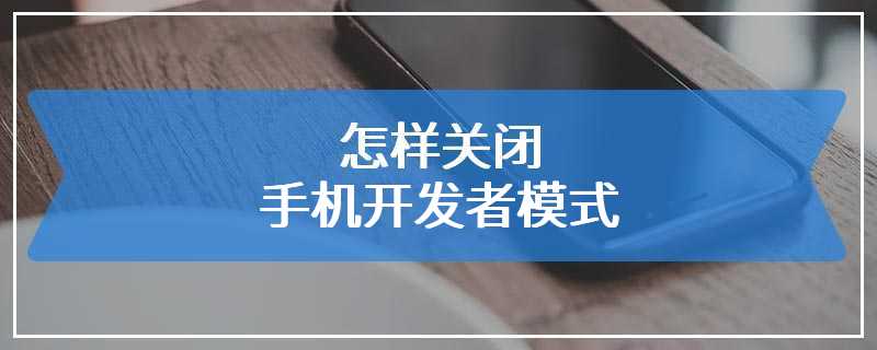 怎样关闭手机开发者模式