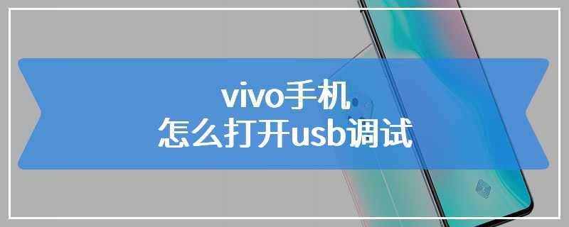 vivo手机怎么打开usb调试