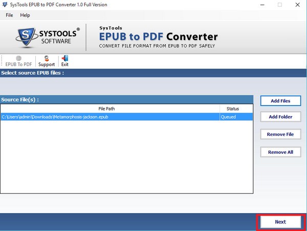 SysTools EPUB to PDF Converter(EPUB转PDF软件)