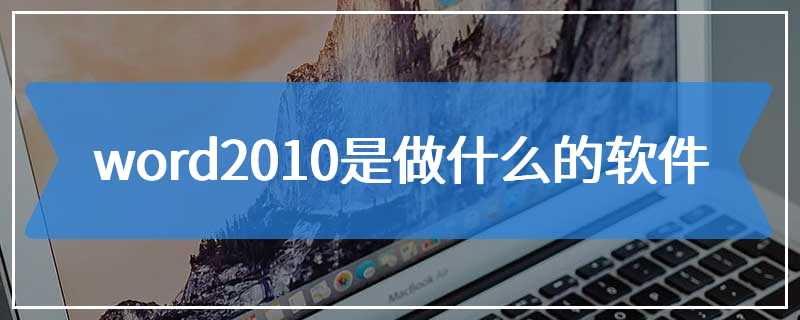 word2010是做什么的软件