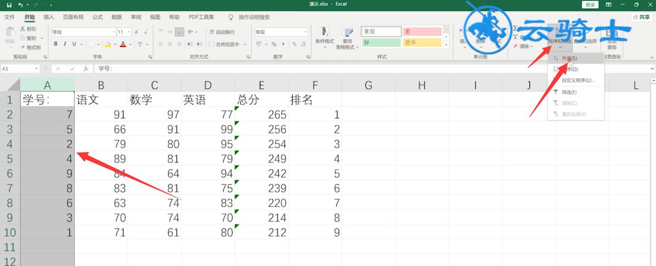 excel中怎样按总分排名(4)