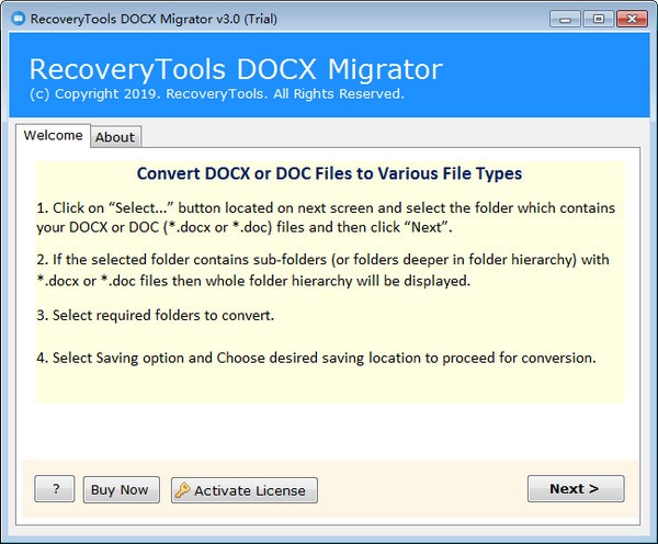 RecoveryTools DOCX Migrator(DOCX文件转换器)