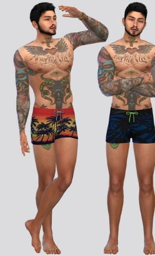 模拟人生4男士夏季多款沙滩短裤MOD