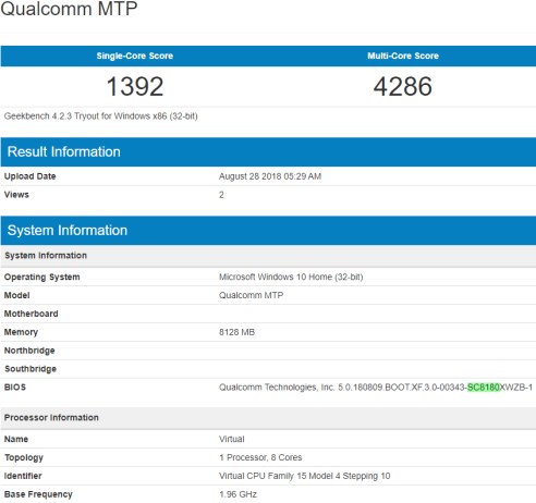 骁龙1000（SD8180）再曝光：采用A76核心，性能逼近Surface Go芯片(1)