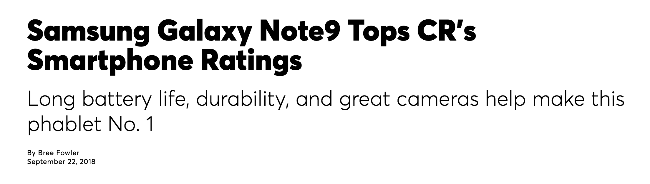 三星Note9太优秀！美国《消费者报告》“狂赞”