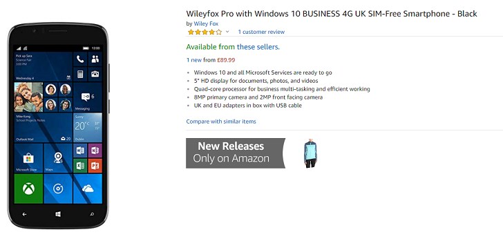 Windows10 Mobile手机Wileyfox Pro上架亚马逊英国站(1)