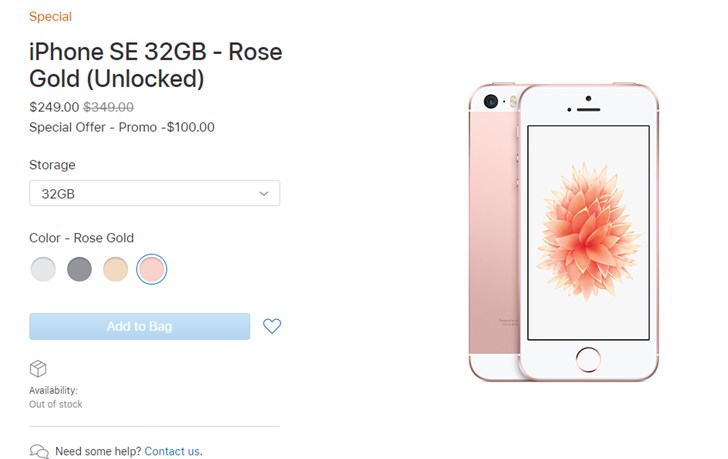 苹果美区官网上架无锁版iPhone SE特别版：249美元起(1)