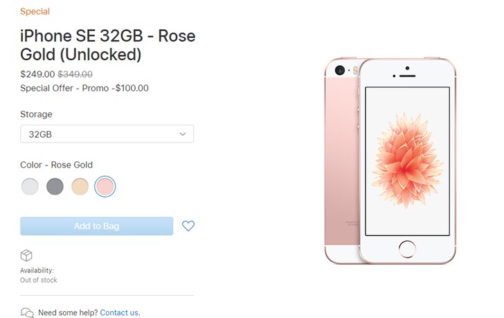 苹果美区官网上架无锁版iPhone SE特别版：249美元起(1)