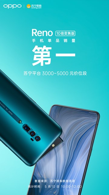 OPPO Reno 10倍变焦版今日开售：各平台3000至5000元价位销量第一(2)