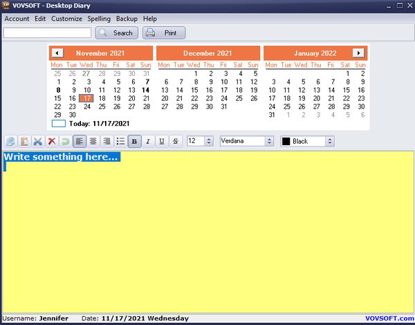 VovSoft Desktop Diary(日记软件)