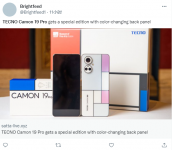 传音 TECNO Camon 19 Pro 蒙德里安版发布：背板采用独特几何图案设计，在阳光照射下会变色