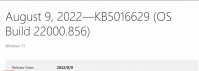 微软 Win11 Build 22000.856（KB5016629）正式版发布：解决点击“开始”菜单无反应问题