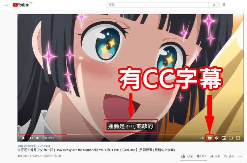 有CC字幕的影片