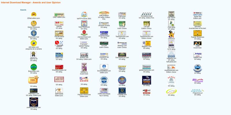 Internet Download Manager得过的奖项