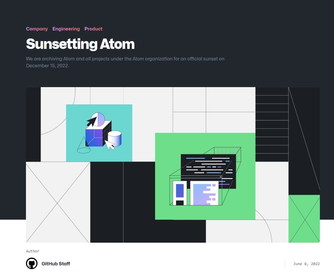 微软 GitHub 宣布 代码编辑器 Atom 已停用，所有存储库都被存档(1)